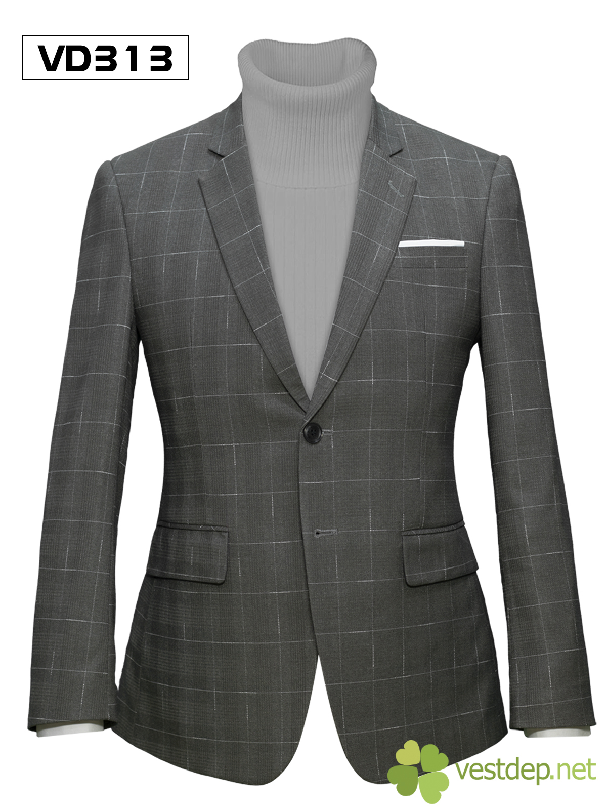 BỘ VEST NAM XÁM CARO MAY SẴN 313 #0