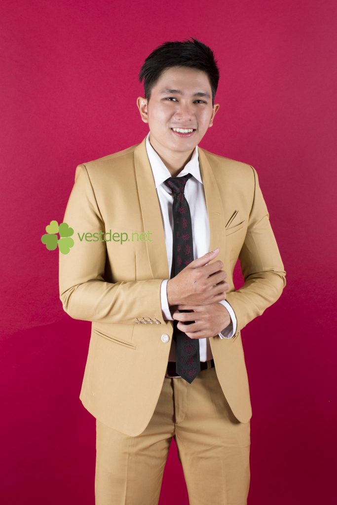 vest nam công sở đa sắc màu vàng