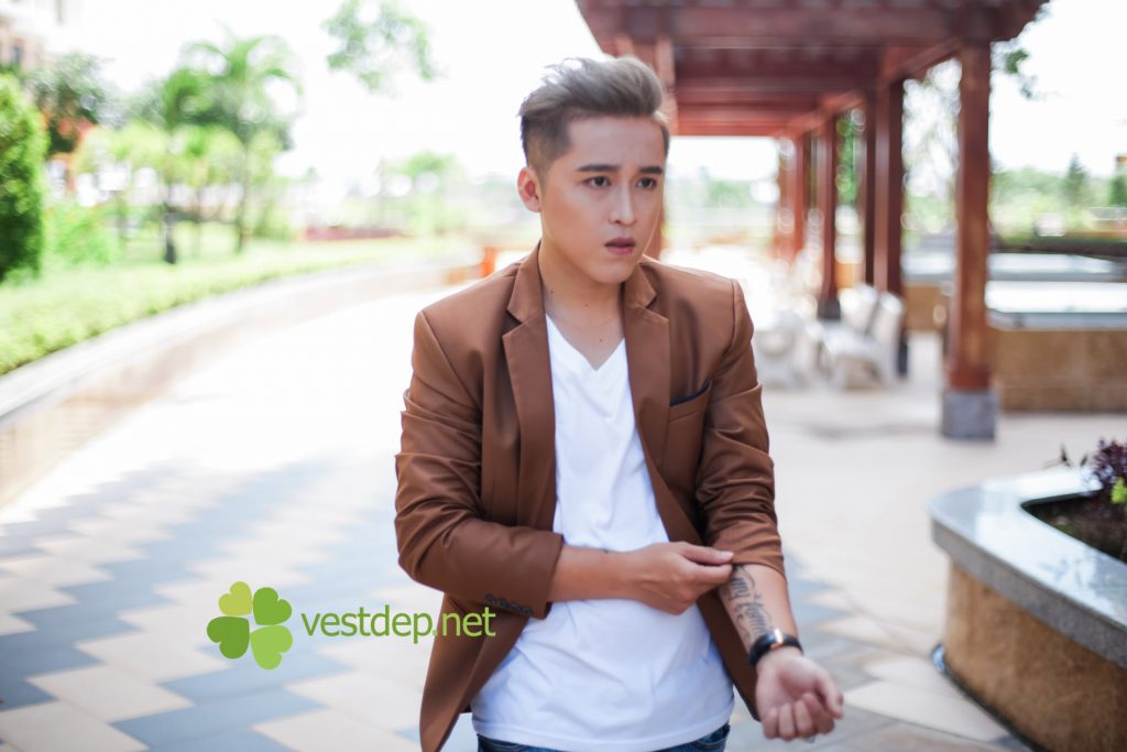 Áo vest nam hàn quốc màu nâu cafe