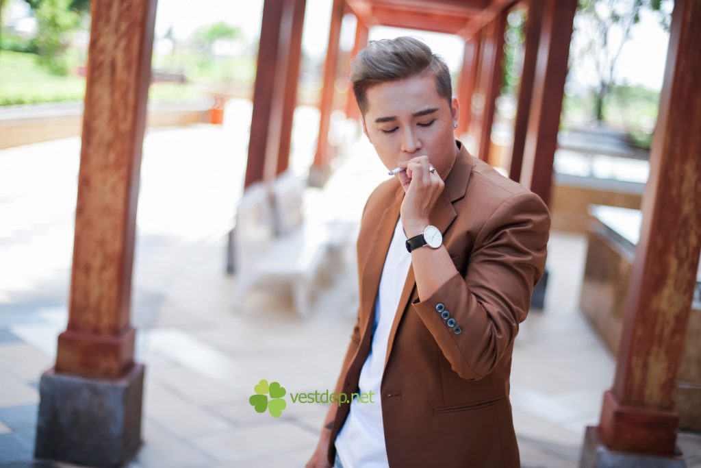 Áo vest nam hàn quốc màu nâu cafe