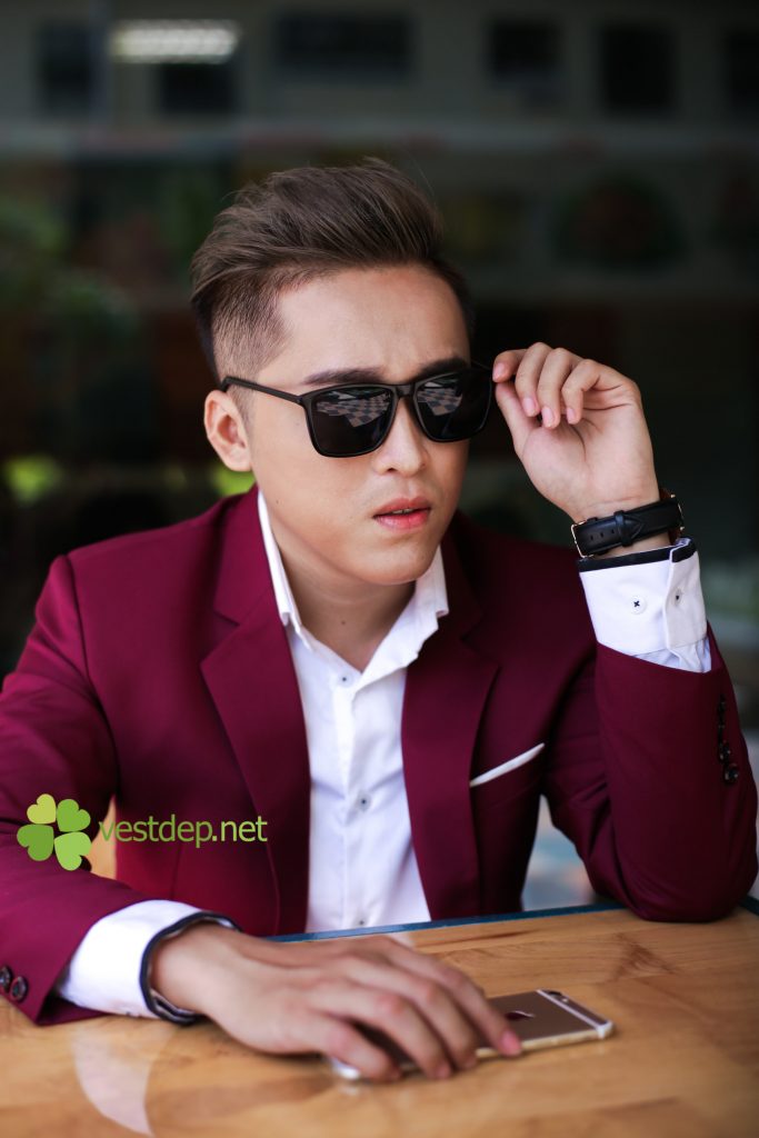 bộ vest cưới nam màu đỏ bordeaux