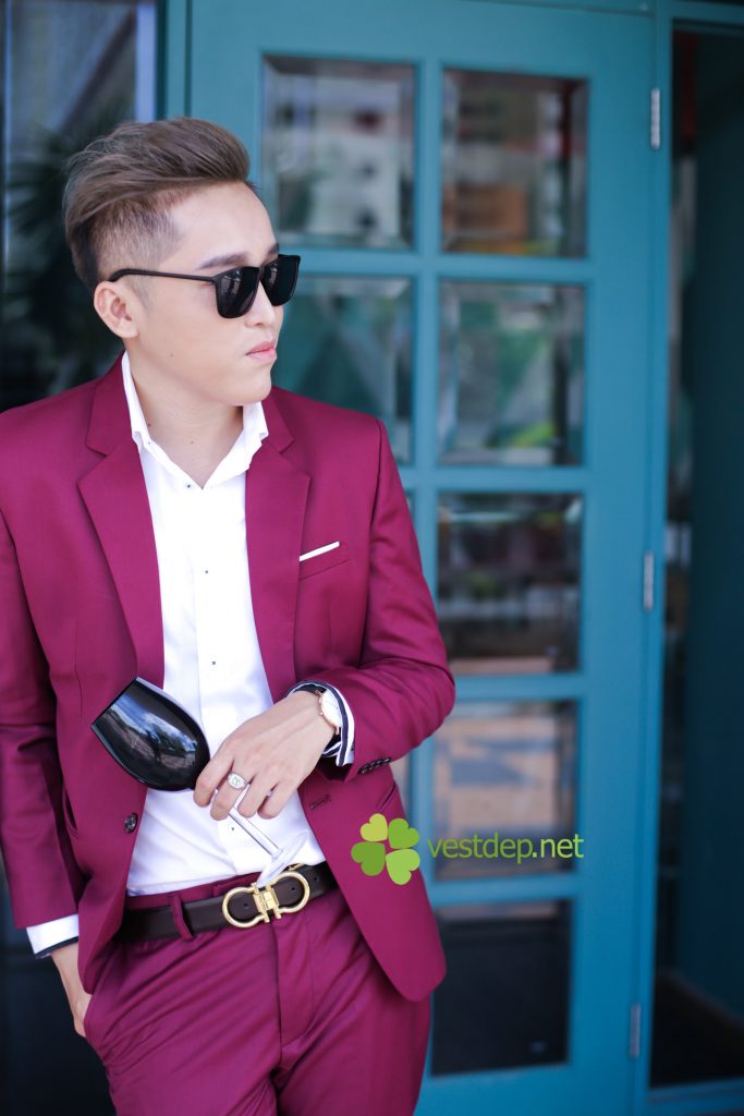 bộ vest cưới nam màu đỏ bordeaux