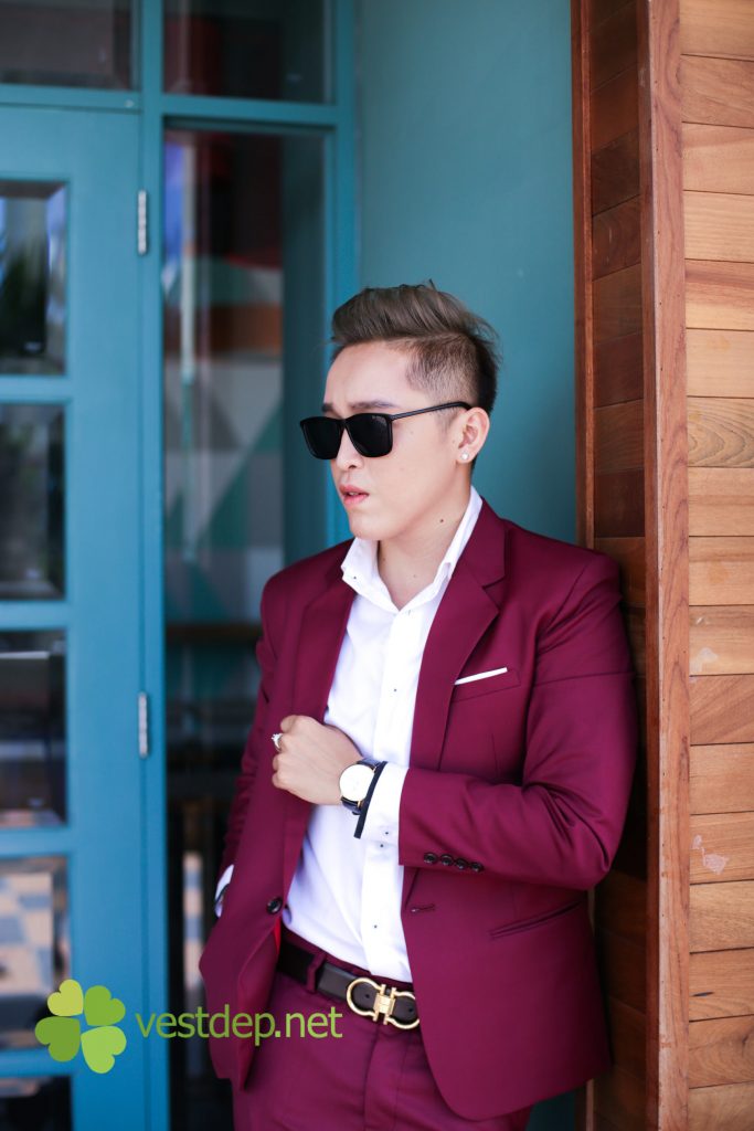 bộ vest cưới nam màu đỏ bordeaux