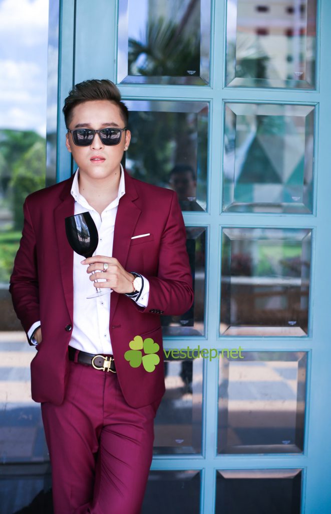 bộ vest cưới nam màu đỏ bordeaux