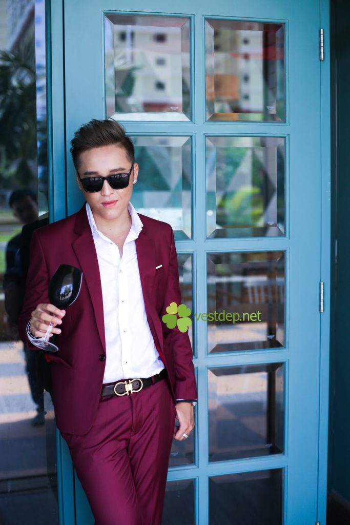 bộ vest cưới nam màu đỏ bordeaux