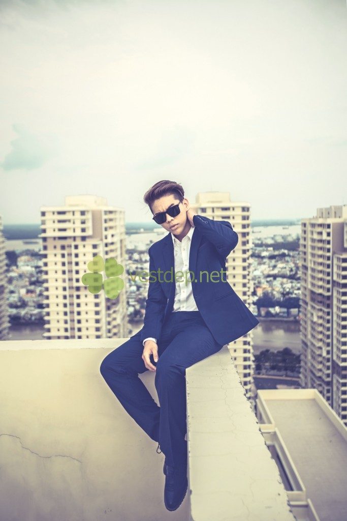 mẫu vest cưới xanh đen 1 nút