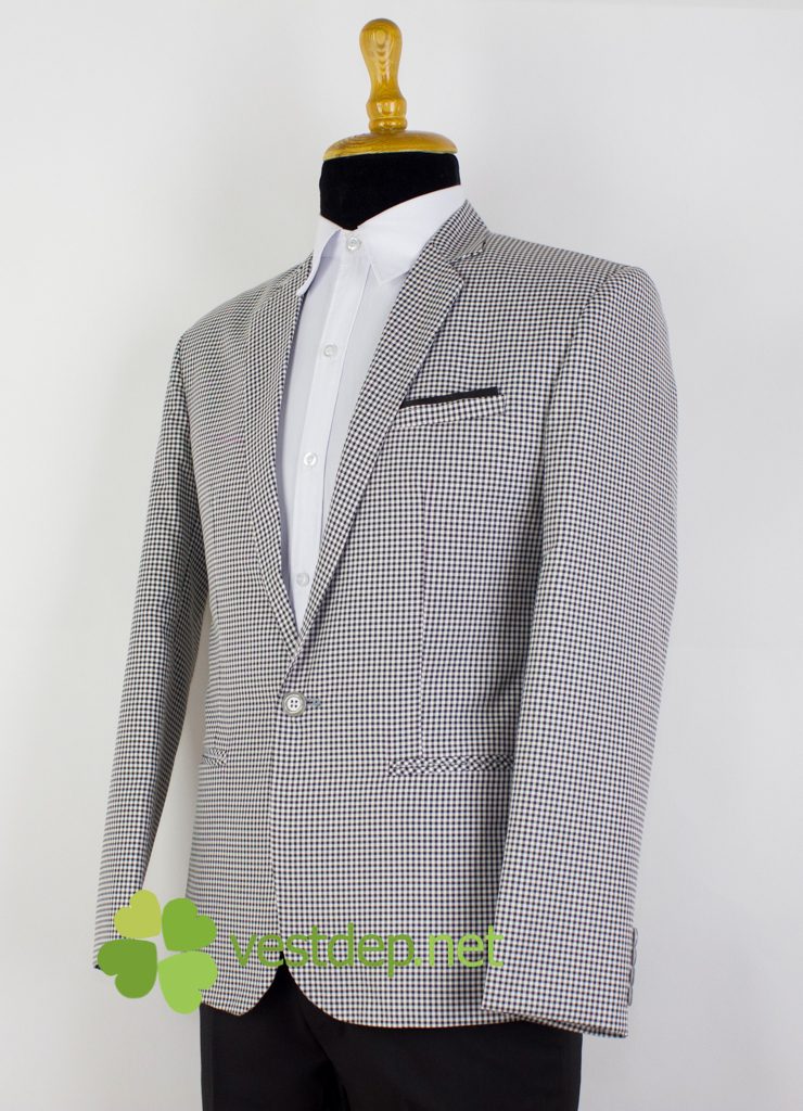 Áo vest nam trắng caro đen