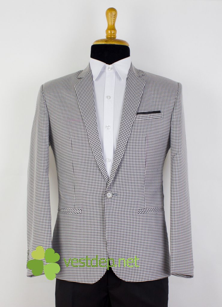 Áo vest nam trắng caro đen