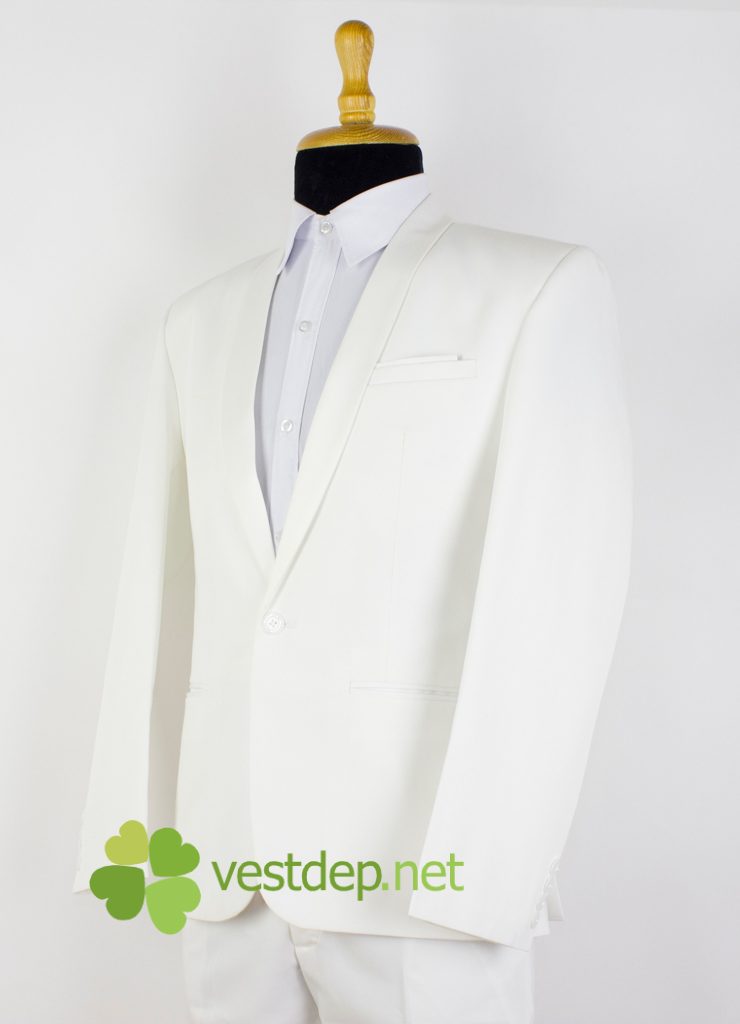 vest cưới trắng cổ sam phi trắng