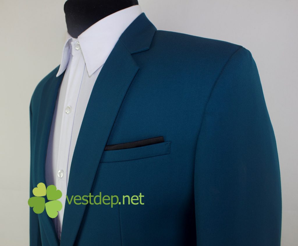 vest hàn quốc cưới xanh cổ vịt