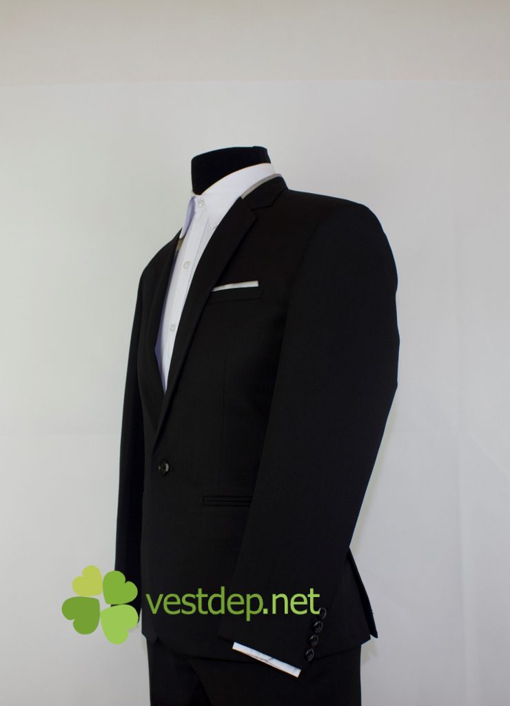 vest nam đen viền cổ bạc