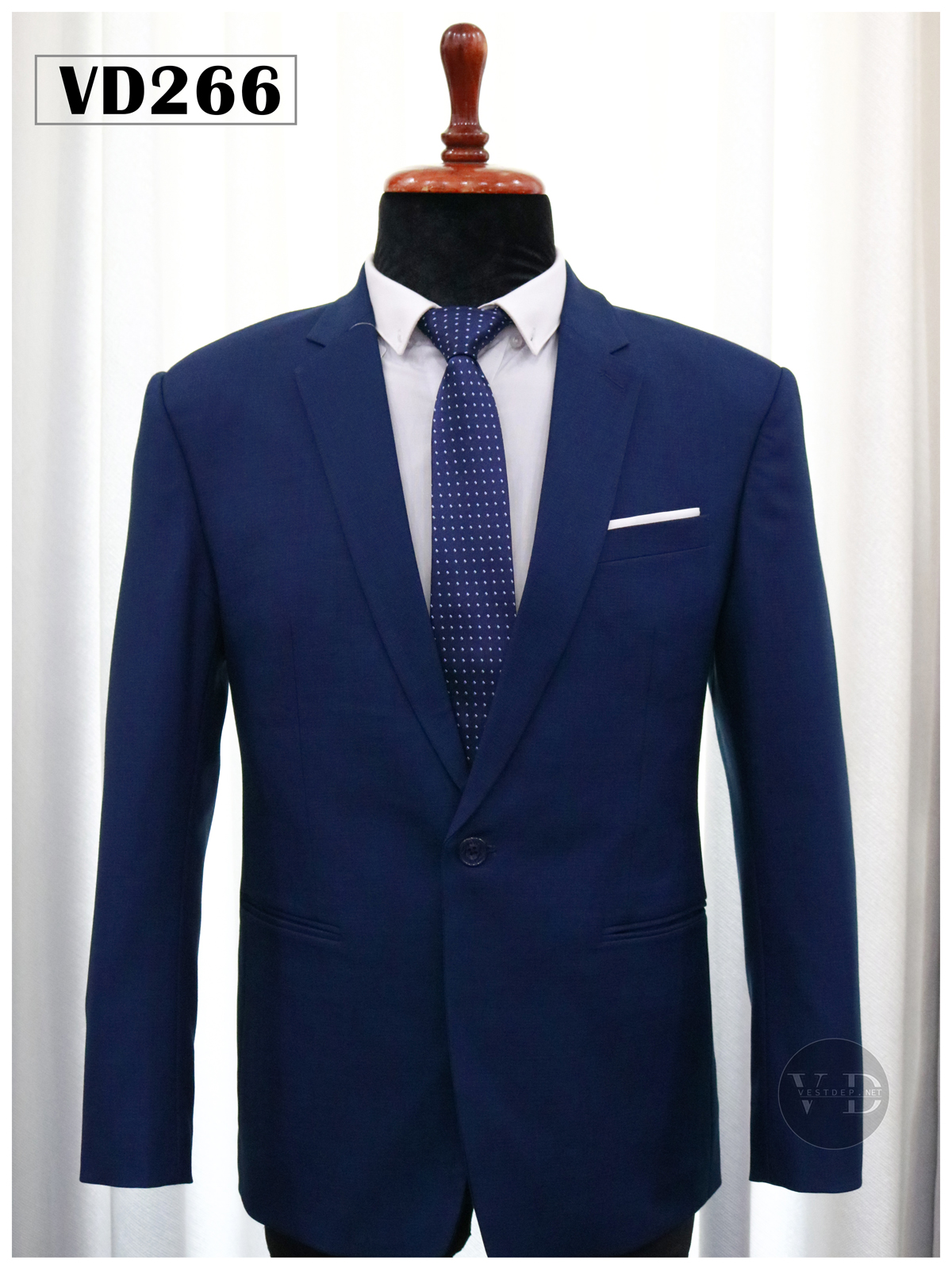 Bộ vest nam xanh kim tuyến vengoc 1 nút VD266 #0