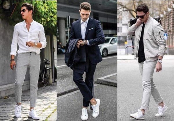 Vest slim fit phong cách Hàn Quốc kết hợp sneaker trắng
