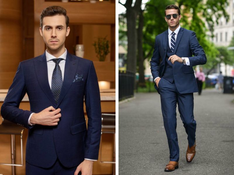 Bộ vest nam sang trọng màu navy lịch lãm trong tiệc tối