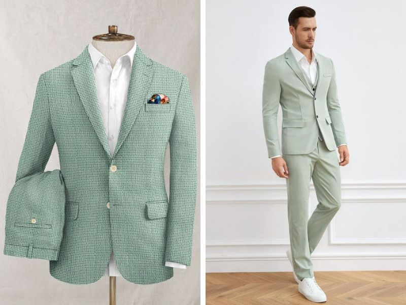 Vest nam màu xanh mint pastel xu hướng thời trang 2025