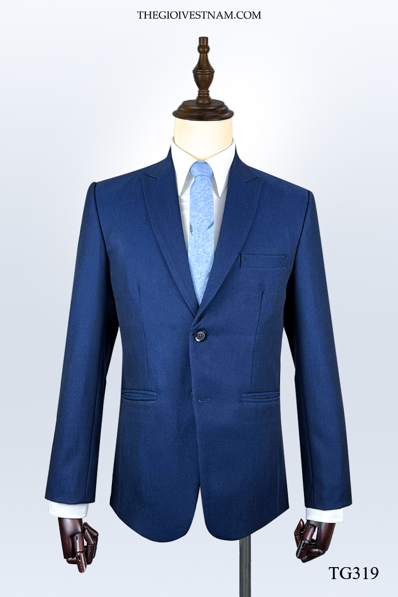 Vest vải wool xanh navy dành cho dáng gầy